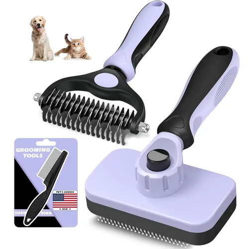 Vista 8 de Cepillo profesional de limpieza automática y rastrillo de aseo de mascotas y peine de pulgas para perros, gatos y caballos Peine de Negro