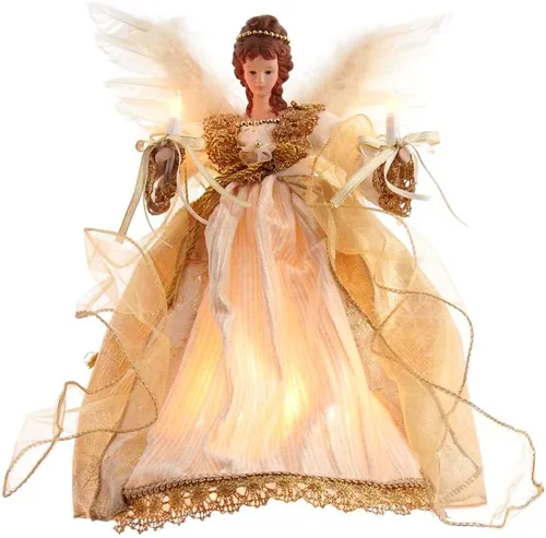 Vista 2 de Kurt S. Adler Ángel Dorado de Luz Clara UL 10 de 12 Pulgadas para la Copa del Árbol, Multicolor