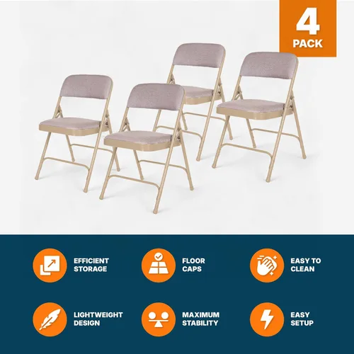 Vista 7 de OEF Furnishings Serie OEF2200 - Sillas plegables de doble bisagra acolchadas de tela de alta calidad para servicio pesado