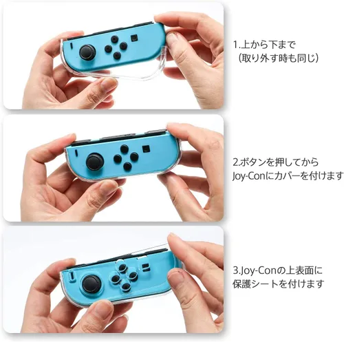 Vista 6 de Switch Clear Case, Hard Protective Case for Nintendo Switch with a Tempered Glass Screen Protector and 6 Joy Stick Covers, Fit into the Dock Station
