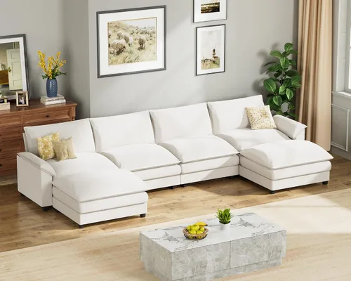 Vista 22 de Homall Sofá Seccional Modular de 80", Sofá Biplaza con Cojín de Doble Capa, Combinación DIY de Chenille Profundo Sofá Nube de 2 Asientos para Sala