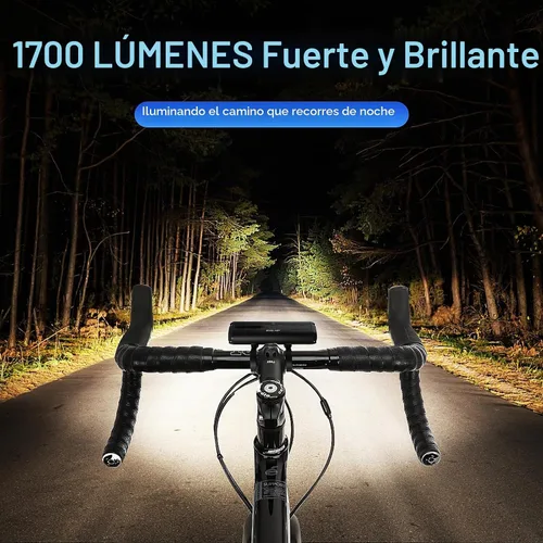 Vista 2 de 1800 Lumen Bike Light, Front and Back Bicycle Lights for Night Riding, Super Bright USB Rechargeable Bike Light with High Beam Low Beam for Men