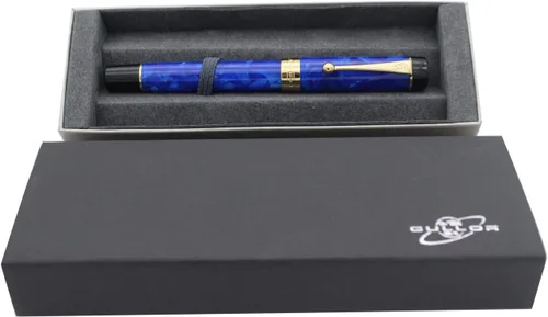 Vista 5 de Gullor Pluma estilográfica de resina acrílica JH100 Punta media con caja original - Azul