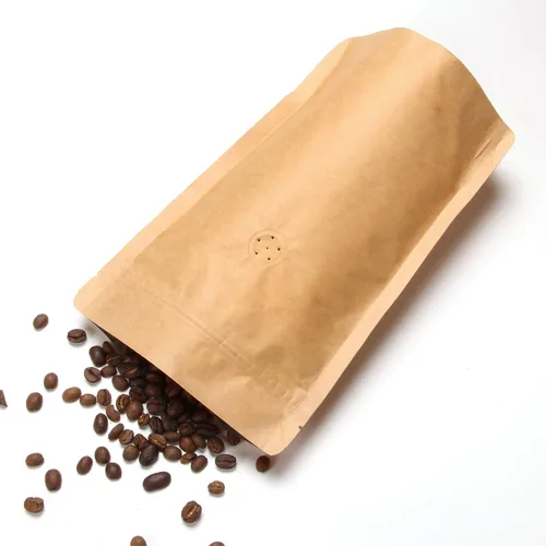 Vista 5 de 50 unidades de papel kraft natural de alta barrera con cremallera bolsa de café con válvula de desgasificación unidireccional