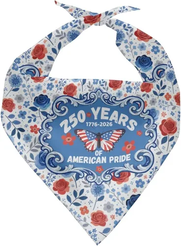 Vista 19 de Jeiento 250th USA Anniversary Dog Bandana American Flag Dogs Bandana for Pet Puppy Kitten,Washable Comfort Triangle Dog Scarf for Boy Girl Festival