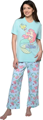Vista 3 de Disney Conjunto de pijama para mujer, camiseta y pantalones de descanso con estampado de sirena