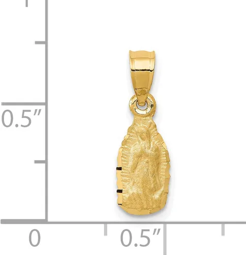 Vista 4 de Jewelry Stores Network Colgante miniatura de satén con figura de Nuestra Señora de Guadalupe en oro amarillo real de 14 k 0.433x0.236 in, Metal