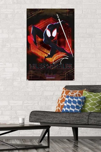 Vista 2 de Marvel Spider-Man: Across the Spider-Verse - Póster de pared Miles, 34 pulgadas de largo x 22.4 pulgadas de ancho, versión sin marco