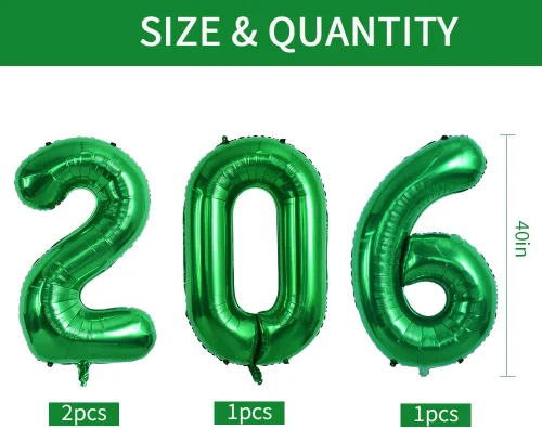 Vista 2 de TONIFUL Globos de graduación 2025 de 42 pulgadas, color verde oscuro, globos de números 2025, globos de aluminio de Mylar para decoraciones