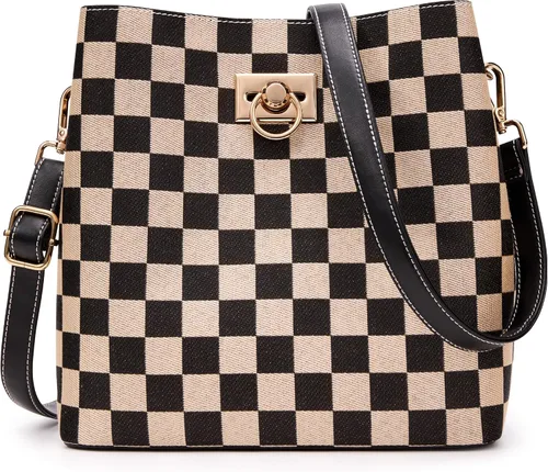 Vista 12 de KALIDI Bolsos cruzados para mujer de cuero vegano Bolso de hombro de moda con múltiples bolsillos Beige
