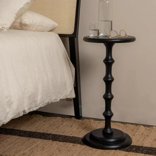 Vista 2 de Creative Co-Op Ergo - Mesa auxiliar de cóctel con pedestal, color negro
