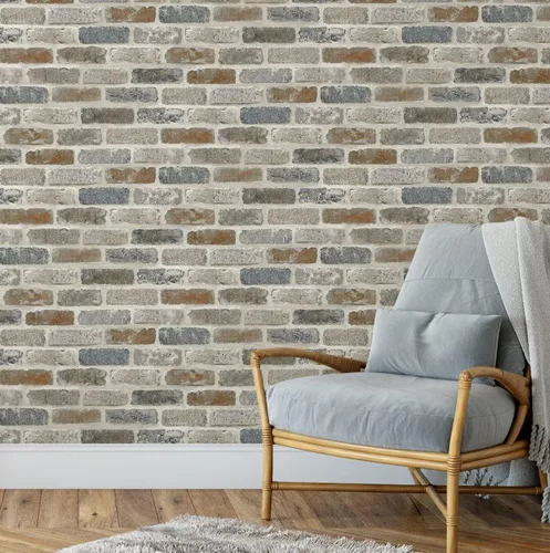Vista 7 de SV5450 - Papel pintado de ladrillo marrón claro y pelar y pegar