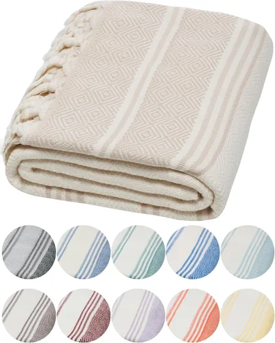 Vista 22 de DEMMEX Organic Diamond - Toalla turca de baño y playa 100% algodón turco certificado Oeko-TEX, ultra suave, de secado rápido, ligera, compacta