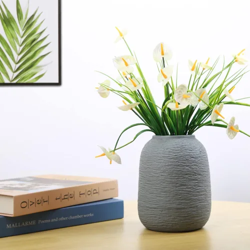 Vista 4 de Jarrones de cerámica gris, jarrones modernos texturizados, jarrones de decoración del hogar, también se pueden utilizar como la mejor decoración Zj