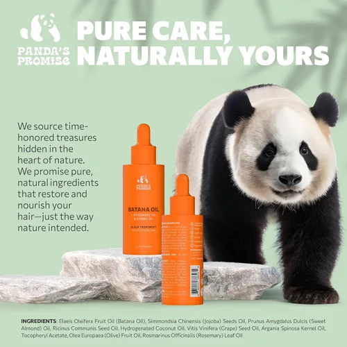 Vista 7 de Panda's Promise Aceite de batana puro de Honduras, mezcla vegana y prensada en frío con aceite hidratante para el cabello de romero y ricino para un