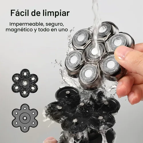 Vista 6 de 7 cuchillas flotantes de cabezal de afeitado de repuesto, cabezales de cuchilla de afeitadora lavables de repuesto para afeitadora de cabeza