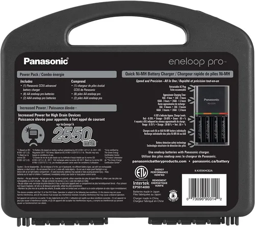 Vista 3 de Eneloop Panasonic K-KJ55KHC82A pro - Baterías recargables de alta capacidad 8AA, 2AAA y Panasonic BK-3HCCA16FA pro AA baterías recargables