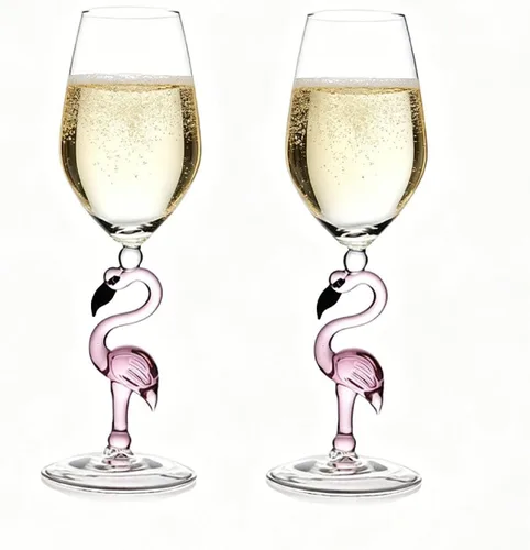 Vista 6 de Creative Pink Flamingo Cóctel Martini Copa Vajilla Fresca Bar Bar Vino Set (2, 11.2 fl oz copa de vino)