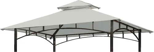 Vista 9 de Toldo de Repuesto para Pérgola de Parrilla - Wonwon Techo de Pérgola 5x8 pies Cubierta de Techo de BBQ de Doble Nivel al Aire Libre Refugio de Caqui