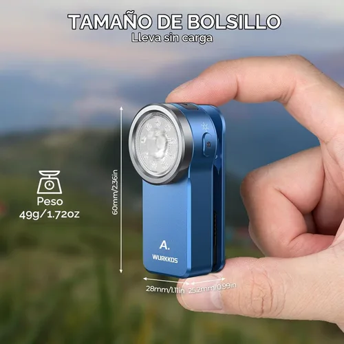 Vista 5 de Wurkkos HD03 EDC linterna recargable clip en luz 90 alto CRI Azul