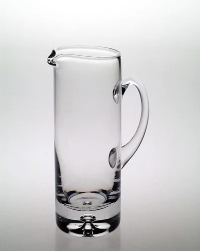 Vista 2 de Barski - Lado recto hecho a mano - Vidrio - Jarra con mango - Con Boquilla - Labios de hielo - Diseño de burbujas en la base - 40 oz. - 10" H