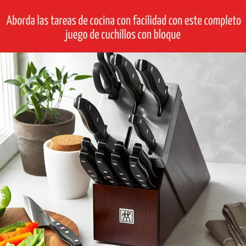 Vista 2 de ZWILLING TWIN Signature Juego de Cuchillos con Bloque Autoafilable de 15 Piezas - Marrón