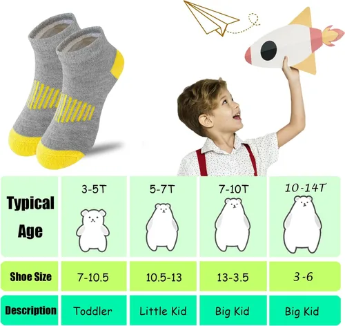 Vista 2 de Jamegio Calcetines de niño 18 pares de calcetines de corte bajo para niños, calcetines deportivos de tobillo para niños pequeños y grandes