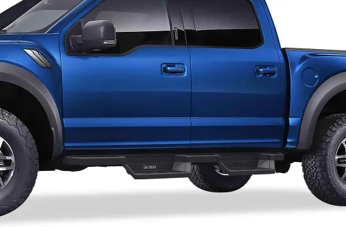 Vista 9 de APS Estribos tubulares negros de 6 pulgadas estilo desplegable con barras Nerf compatibles con Ford F150 SuperCrew Cab 2015-2026 y F150 Lightning