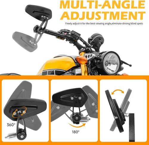 Vista 5 de Espejos retrovisores negros de aluminio CNC para extremos de manillar de motocicleta Compatible con GROM MSX125 CB500F Kawasaki Z125 pro Z650 Z750