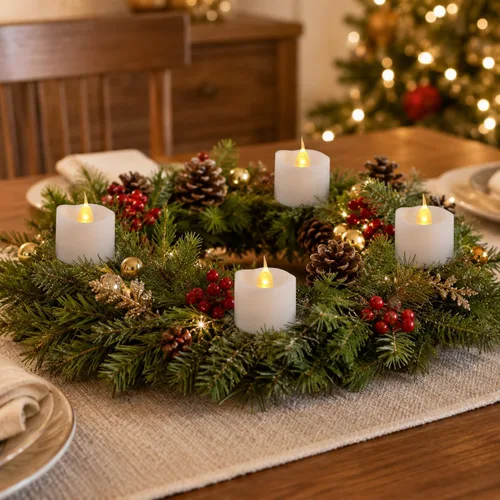 Vista 2 de Paquete de 24 velas de té LED con control remoto, velas sin llama, funciona con pilas, parpadeo blanco cálido, de larga duración para decoración