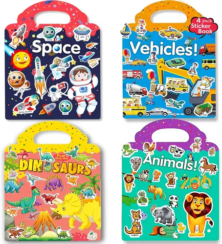 Vista 12 de Libros de calcomanías reutilizables para niños, libros de calcomanías removibles de granja para niños pequeños de viaje para niñas y niños de 3, 4