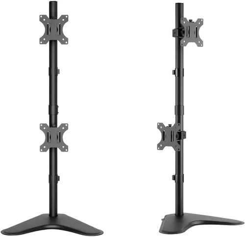 Vista 2 de Monoprice Soporte de montaje de escritorio doble inclinable ajustable para LCD LED (máximo 33 libras, 10 ~ 23 pulgadas) - Negro