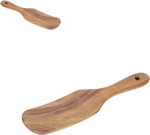 Vista 9 de Spurtles de madera, utensilios de cocina de madera de teca natural, resistente al calor, antiadherente, utensilios de cocina de madera para servir