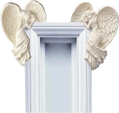 Vista 5 de Ahorre solo 1 pieza del lado izquierdo. Estatua de decoración del marco de puerta, marco de puerta, escultura de alas de ángel, decoración