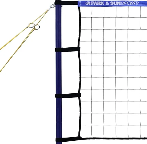 Vista 2 de Park & Sun Spiker Sport Portable Outdoor Volleyball Net System – Blue Net, Regulation Size 32' L x 3' H, Adjustable Height, Lightweight, Includes