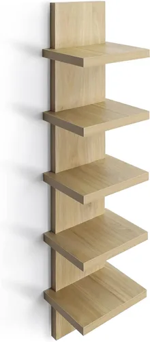 Vista 14 de Estantes de pared de 5 niveles en negro, estante de columna vertical flotante, organizador de almacenamiento para decoración del hogar, diseño