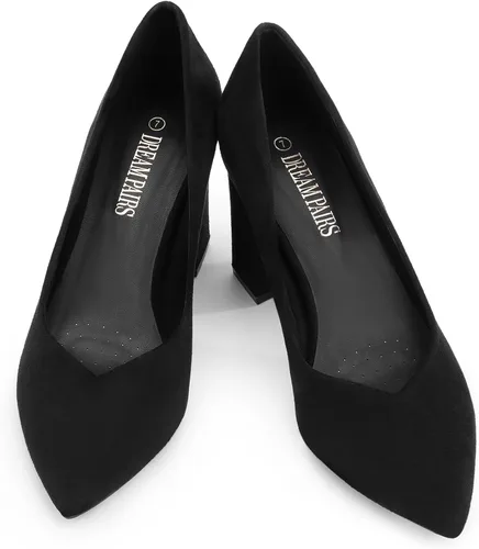 Vista 4 de DREAM PAIRS Zapatos de tacón alto y grueso con punta cerrada para mujer, puntera puntiaguda, para boda, fiesta, elegante, sin cordones