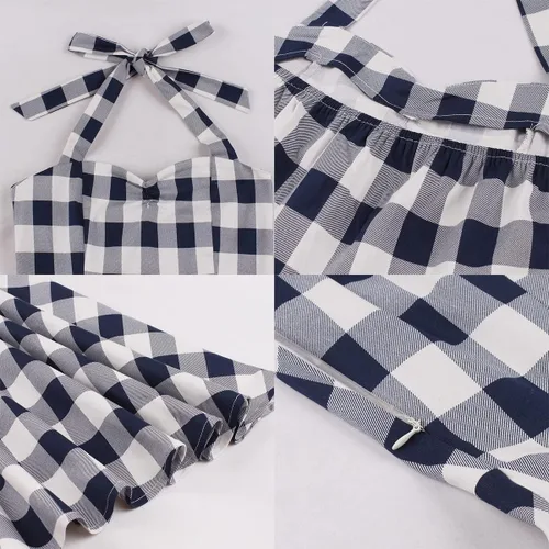 Vista 4 de IDOPIP Vestido de fiesta de Navidad para mujeres y niñas, vestido de tutú a cuadros rojos con capa con capucha, disfraz familiar a juego