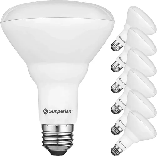 Vista 7 de SUNPERIAN Bombilla LED BR30, 8.5 W = 65 W, 4000 K blanco frío, 800 lúmenes, bombillas de inundación regulables para latas empotradas, clasificación
