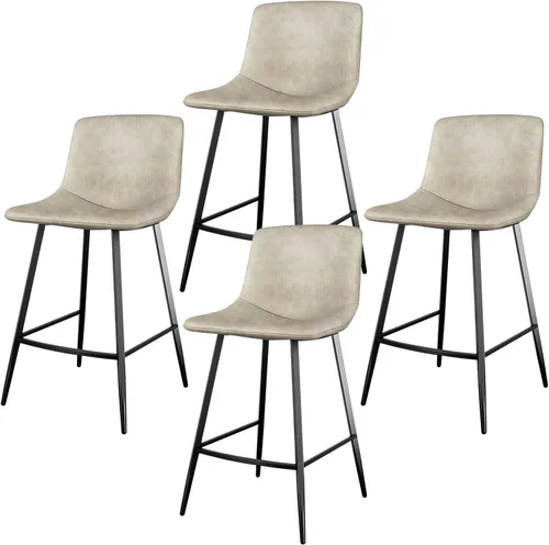 Vista 13 de 5Rcom Juego de 2 taburetes de bar de altura de mostrador de 600 libras, taburetes de cocina de 24 pulgadas con respaldo, sillas de bar modernas