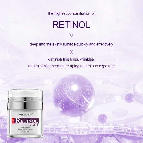 Vista 3 de Neutriherbs Crema de retinol para cara, hidratante facial de noche rica en vitamina A, reduce las líneas finas y suaviza las arrugas, cuidado