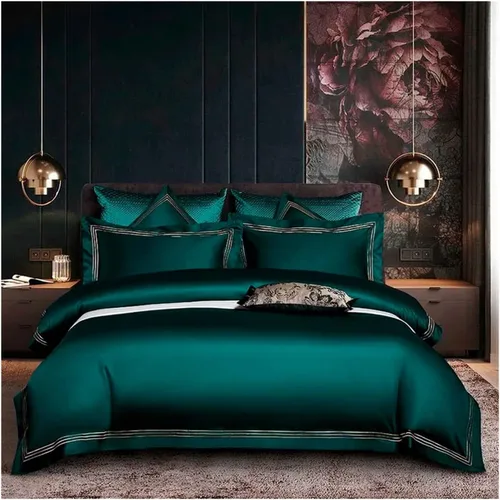Vista 13 de Juego de ropa de cama de algodón egipcio de 1000 hilos, 4/6 piezas, tamaño doble, queen, king, bordado, funda de edredón, sábana, funda de almohada