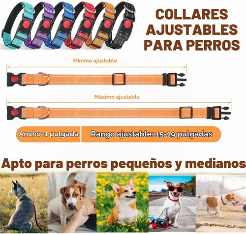 Vista 2 de Sweetude Paquete de 6 collares reflectantes para perros con hebilla