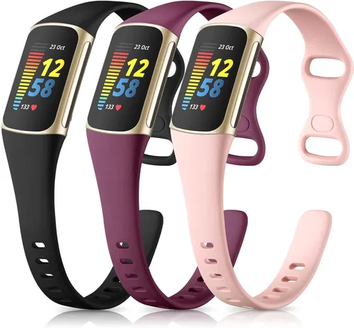 Vista 11 de Maledan Compatible con bandas Fitbit Charge 5 para mujeres y hombres, correa delgada transpirable de silicona suave para deportes, accesorios