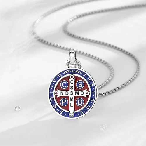 Vista 88 de CELESTIA Medallas de plata de ley 925 San Miguel/San Cristóbal/San Benito/San Gabriel/Virgen María/Jesús/Caravaca/Metatrón/Sello de los Siete