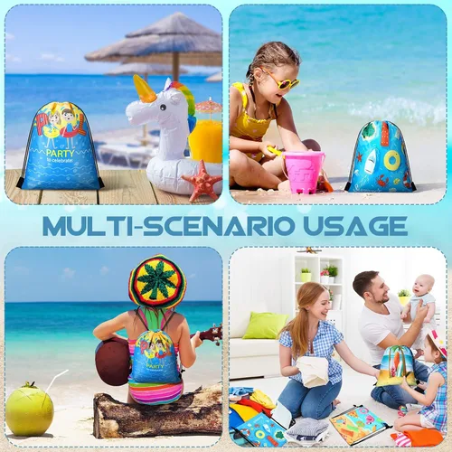 Vista 5 de Boao 12 unidades de bolsas de regalo de fiesta de playa de verano para niños, bolsas de regalo, bolsas de dulces para fiesta en la playa