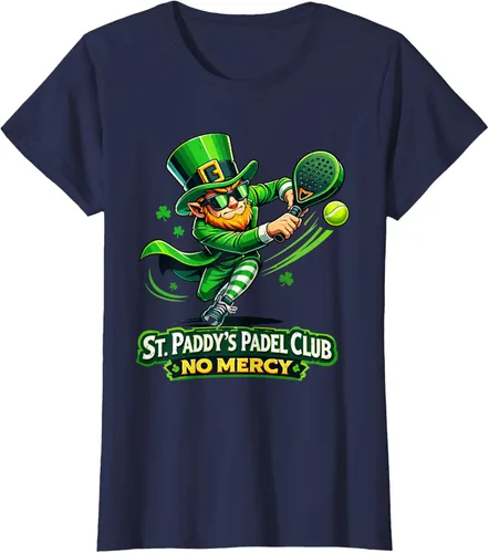 Vista 14 de St Patricks Day St Paddys Padel Club No Mercy Paddle Tennis T-Shirt