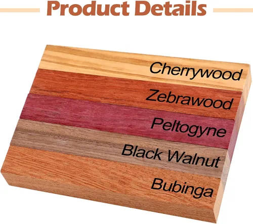 Vista 2 de Qilery 10 piezas de bloques de madera exótica para bolígrafos, suministros de torneado, manualidades DIY, kit de torneado de bolígrafos, nogal