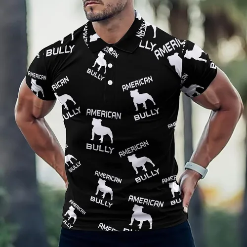 Vista 2 de American Bully Dog - Camiseta polo de manga corta para hombre, ajuste clásico, cuello estándar