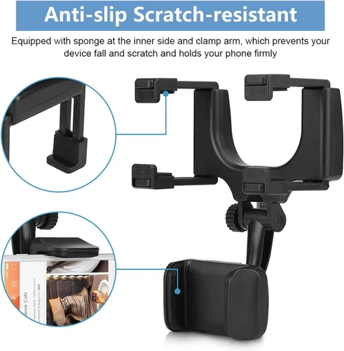 Vista 5 de Clip de agarre universal para espejo retrovisor de coche, soporte universal para teléfono celular para iPhone Samsung HTC GPS Smartphone